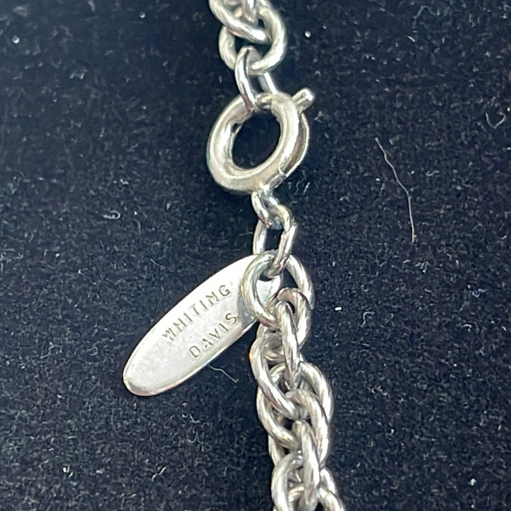 ❗️SOLD❗️Whiting & Davis Silver Tone Faux Turquoise Necklace Pendant - Picture 4 of 7